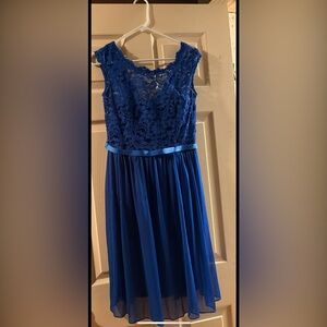David's Bridal Elegant Blue Gown